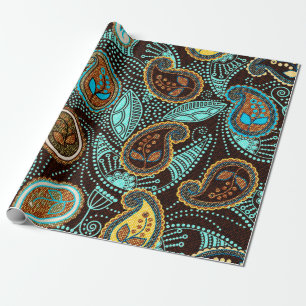 Papier Cadeau Motif sans couture Paisley, effet de texture jean 