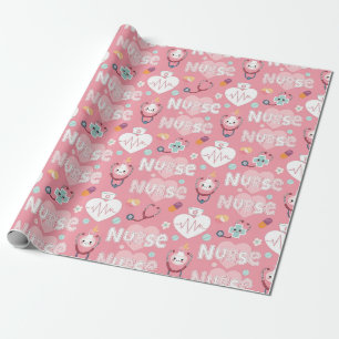 Papier Cadeau Motif sans couture Pink Nurse Life (4)