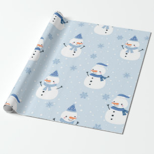 Papier Cadeau Motif sans couture Snowman, arrière - plan d'hiver