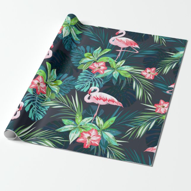 Papier Cadeau Motif sans couture tropicale estivale avec bir fla (Déroulé)