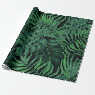 Papier Cadeau Motif sans couture vert nuit tropicale