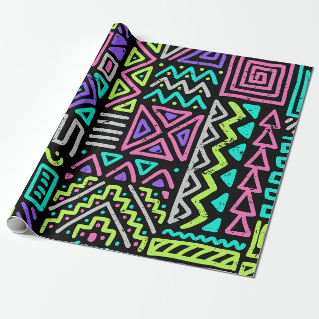 Papier Cadeau  motif sans faille avec lignes abstraites. géométr (Déroulé)