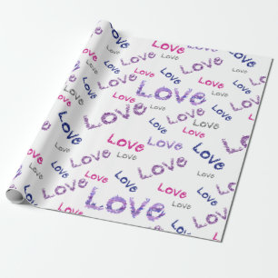 Papier Cadeau Motif sans fin multicolore lettre amour