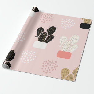 Papier Cadeau Motif sans joint avec cactus succulents feuilles a