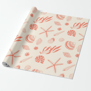 Papier Cadeau Motif sans joint avec coquillages