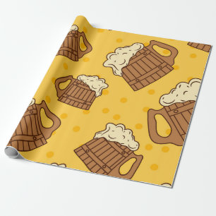 Papier Cadeau Motif sans joint avec Mugsbeer en mousse de bois,