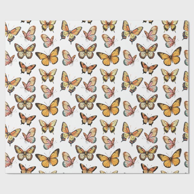 Papier Cadeau Motif sans papillon. Papillon monarque (Plat)