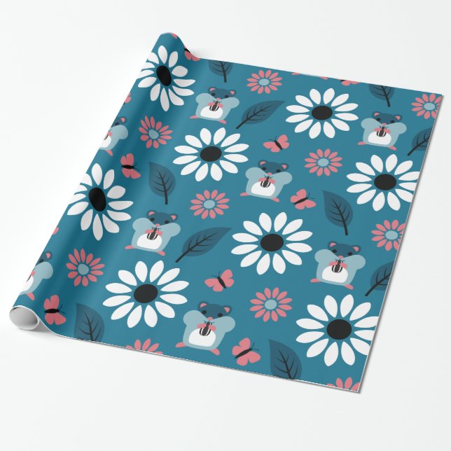 Papier Cadeau Motif sans parfum Hamster & Sunflower (Déroulé)