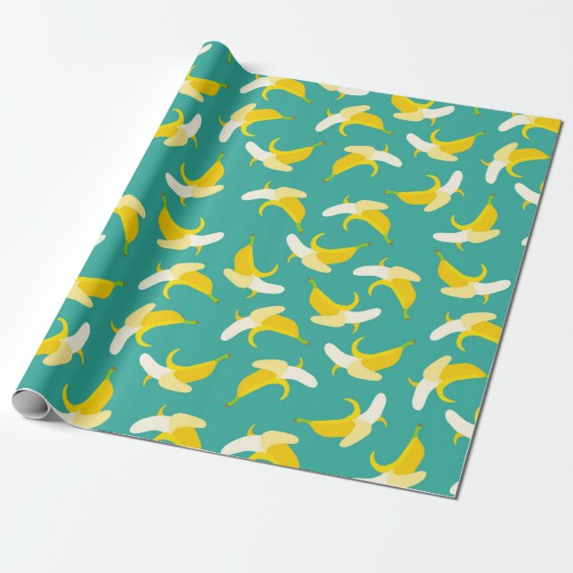 Papier Cadeau Motif sans soudure à la banane à moitié pelée - Fo (Déroulé)