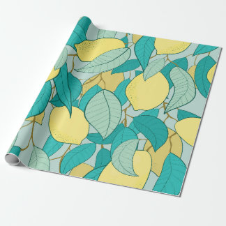 Papier Cadeau motif sans soudure avec jardin au citron dessiné à