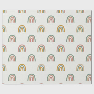 Papier Cadeau Motif scandi bohème arc-en-ciel atténué