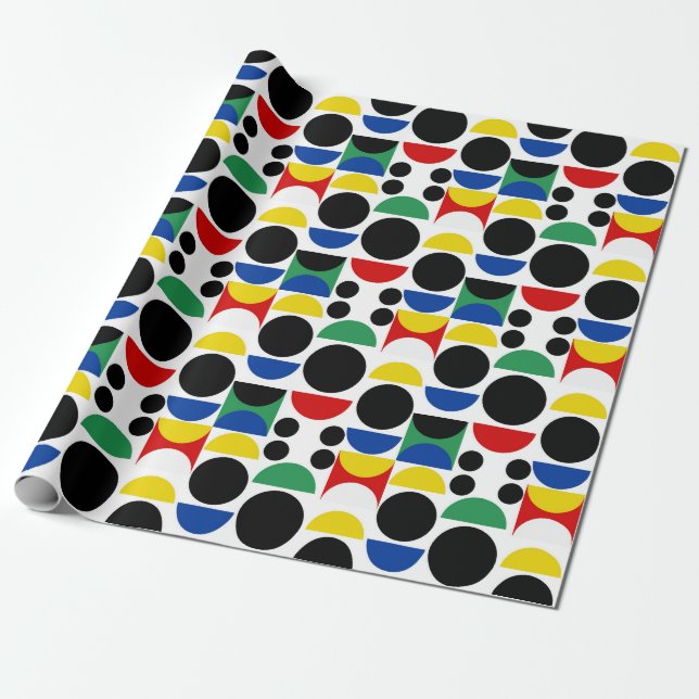 Papier Cadeau Motif scandinave du Bauhaus du milieu du siècle (Déroulé)