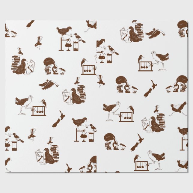 Papier Cadeau Motif scientifique néo-zélandais sur les oiseaux (Couture)