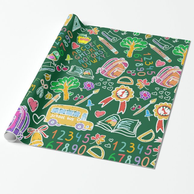 Papier Cadeau Motif scolaire (Déroulé)