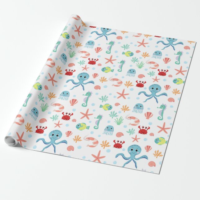 Papier Cadeau Motif Sea World (Déroulé)