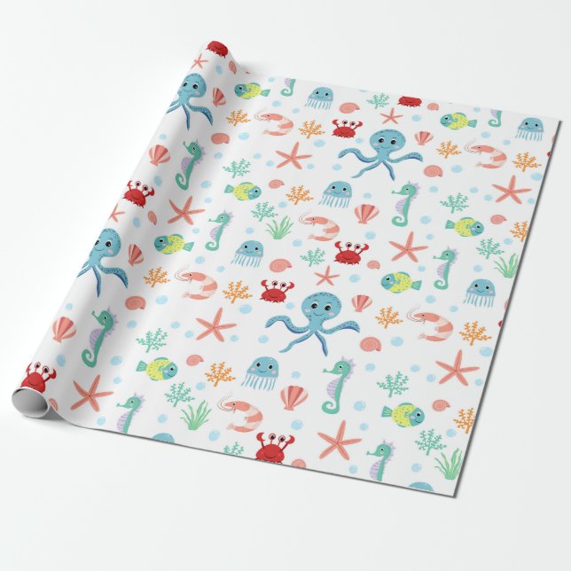 Papier Cadeau Motif Sea World (Déroulé)