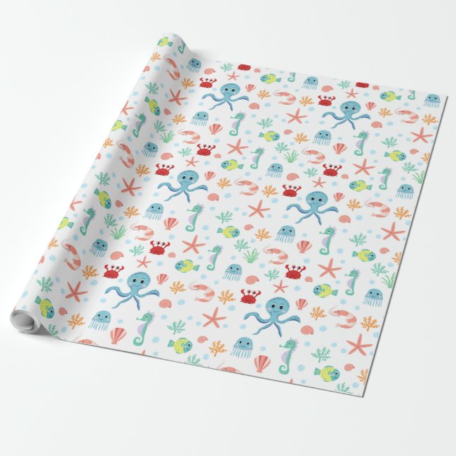 Papier Cadeau Motif Sea World (Déroulé)