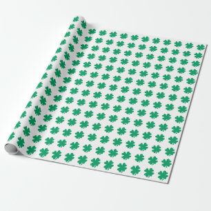 Papier Cadeau Motif shamrock Green White St Patrick's Day 2023