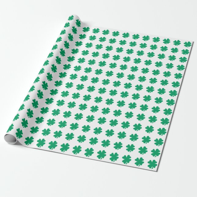Papier Cadeau Motif shamrock Green White St Patrick's Day 2023 (Déroulé)