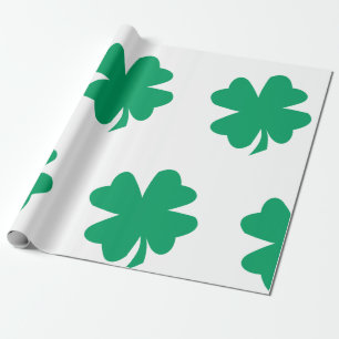 Papier Cadeau Motif shamrock Green White St Patrick's Day 2024