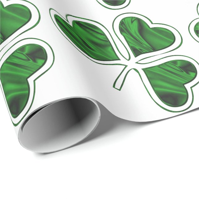 Papier Cadeau Motif Shamrock irlandais (Coin rond)