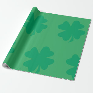 Papier Cadeau Motif shamrock Sea Green St Patrick's Day 2024
