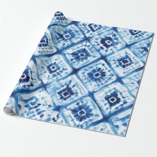 Papier Cadeau Motif Shibori Teinture Japonaise de Noël Fête