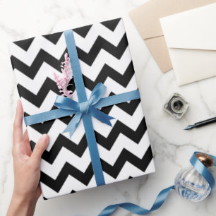 Papier Cadeau Motif simple chevron noir et blanc