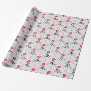 Papier Cadeau Motif simple élégant à fleurs rouges