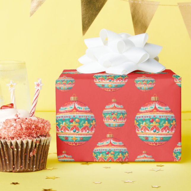 Papier Cadeau Motif simple rétro de l'ornement de Noël (Fête d'anniversaire)