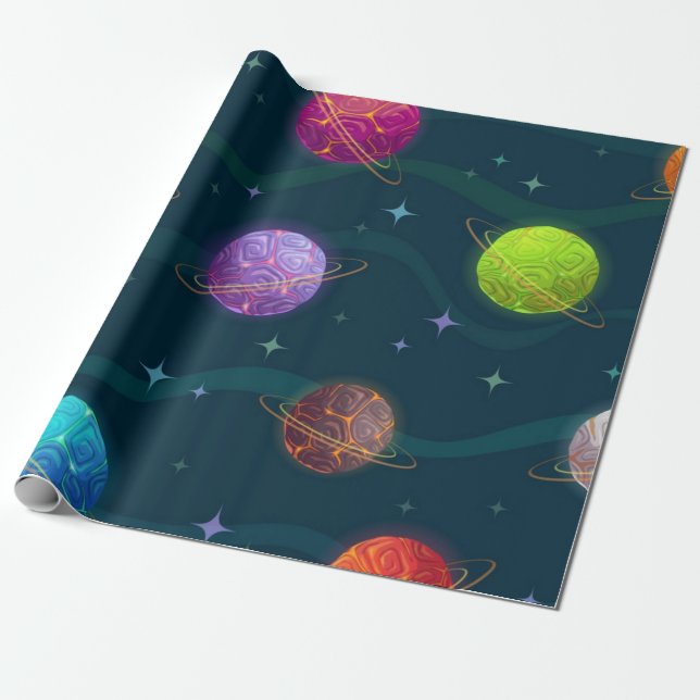 Papier Cadeau Motif spatial (Déroulé)