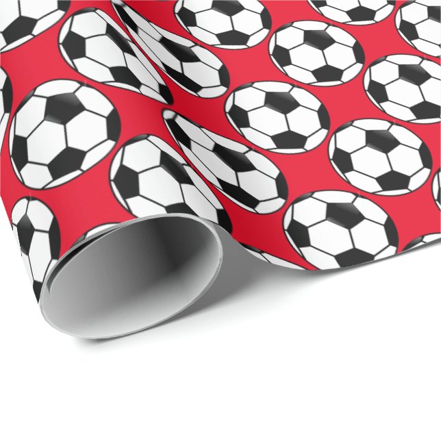 Papier Cadeau Motif sportif de balle de football (Coin rond)