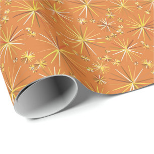 Papier Cadeau Motif Spoutnik du milieu du siècle, Terracotta