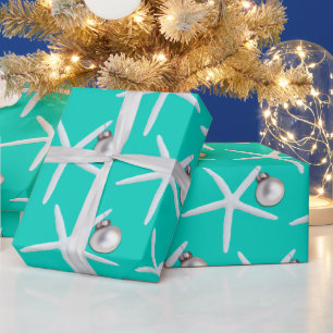 Papier Cadeau Motif Starfish Turquoise Cadeau de Noël
