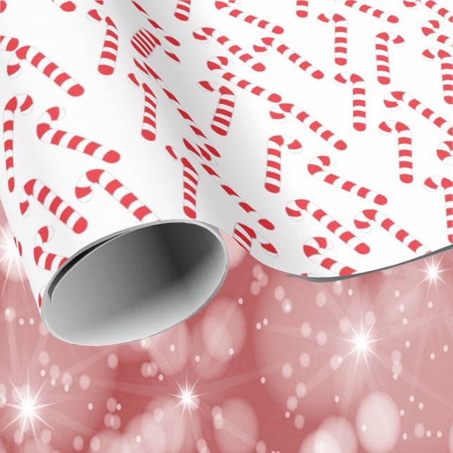 Papier Cadeau Motif sucre de canne rouge et blanc (Wrapping paper with a red and white candy cane pattern)