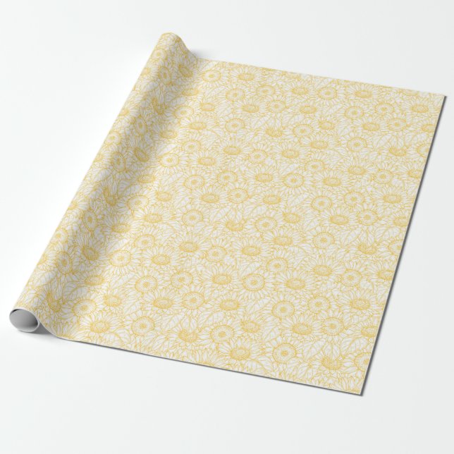 Papier Cadeau Motif Sunny Sunflower (Déroulé)