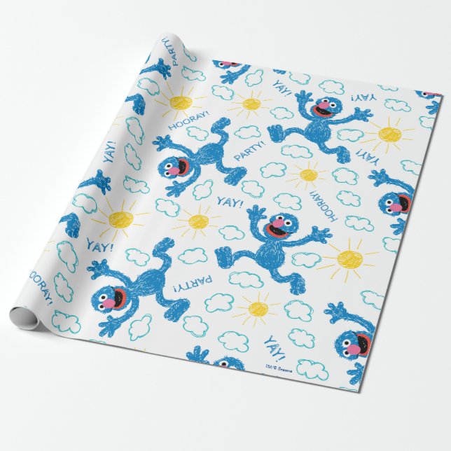 Papier Cadeau Motif Sunshine Crayon Grover (Déroulé)