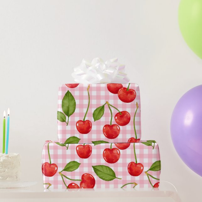 Papier Cadeau Motif Sweet Red Cherry (Cadeaux de fête)