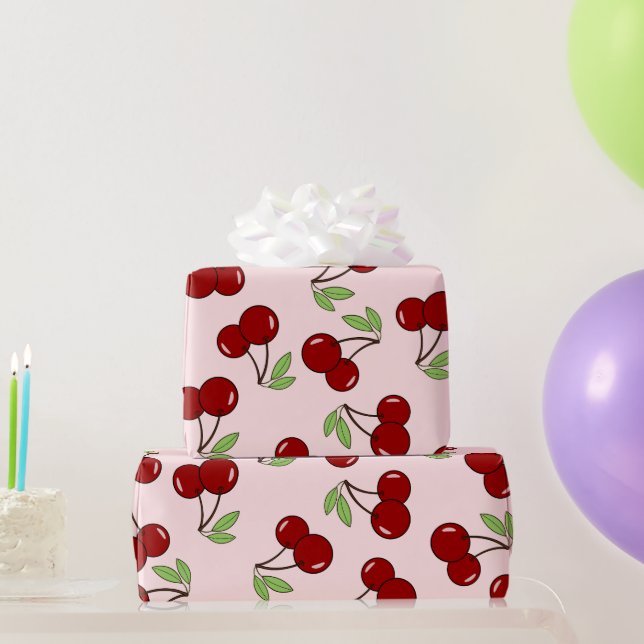 Papier Cadeau Motif Sweet Red Cherry (Cadeaux de fête)
