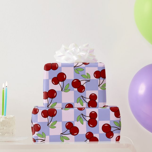 Papier Cadeau Motif Sweet Red Cherry (Cadeaux de fête)
