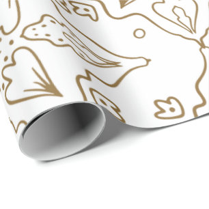 Papier Cadeau Motif symétrique orné aux motifs floraux