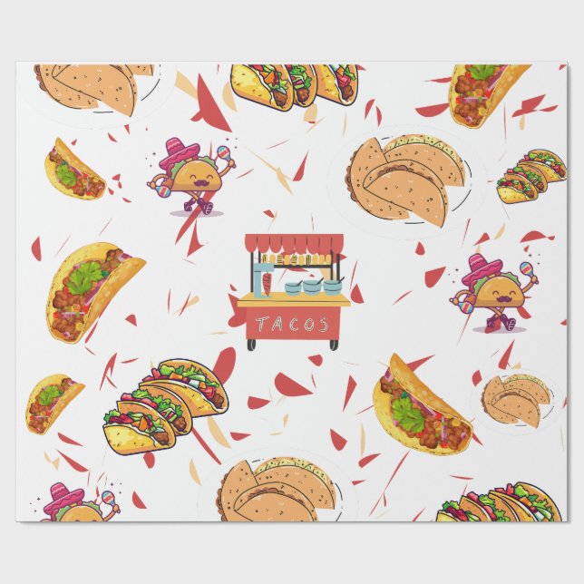 Papier Cadeau Motif Taco avec Arrière - plan de chili séché (Plat)