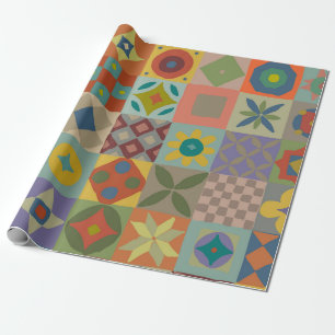 Papier Cadeau Motif Talavera. Un patchwork indien. Nom turc