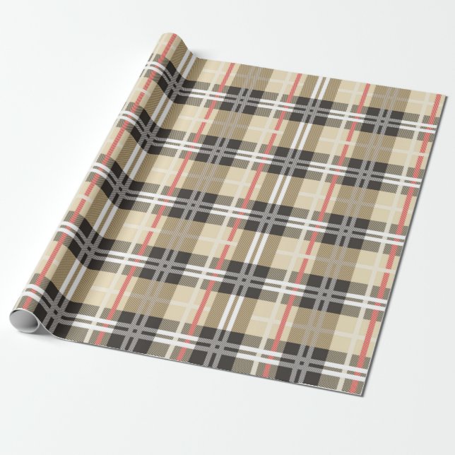 Papier Cadeau Motif Tartan classique (Déroulé)