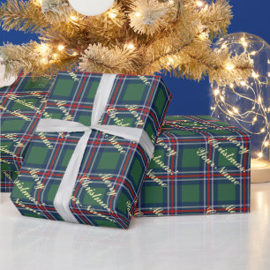 Papier Cadeau Motif tartan classique Noël personnalisé