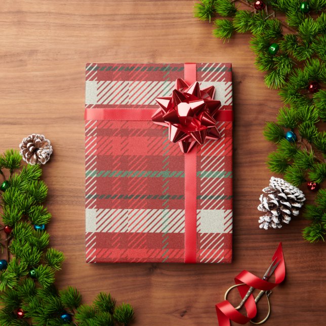 Papier Cadeau Motif Tartan Plaid Noël (Cadeau de vacances)