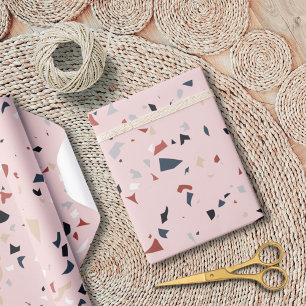 Papier Cadeau Motif Terrazzo Abstrait Moderne du Milieu du Siècl