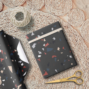 Papier Cadeau Motif Terrazzo Abstrait Moderne du Milieu du Siècl