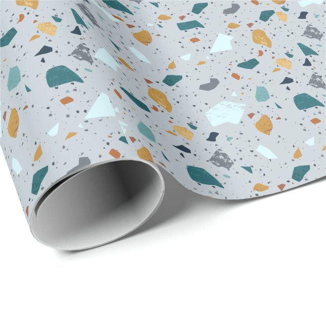 Papier Cadeau Motif terrazzo coloré (Coin rond)