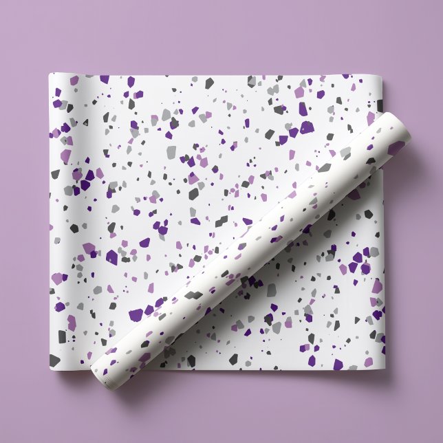 Papier Cadeau Motif terrazzo gris violet moderne (Créateur téléchargé)